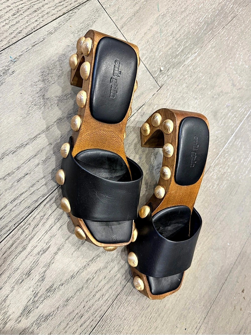 Cult Gaia Maude Mule Studded Platform Mules Black & Brown